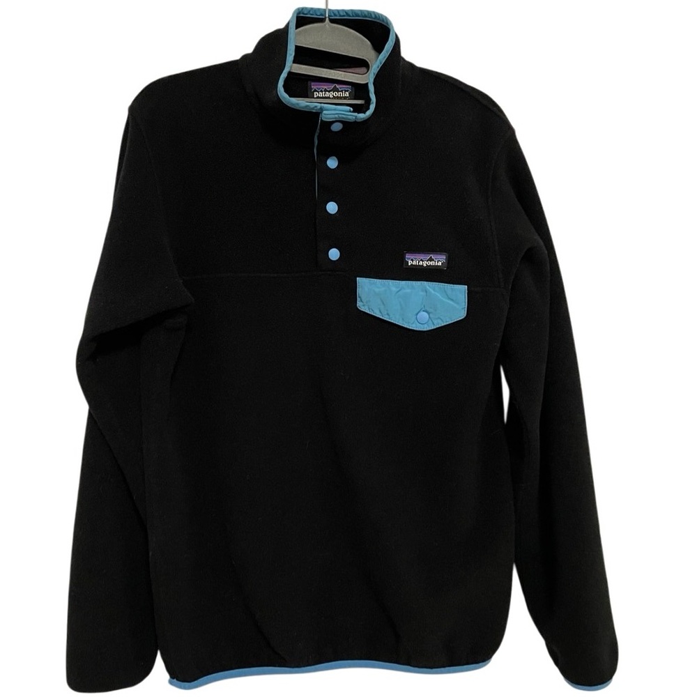 Vintage Patagonia Black Synchilla Snap-T Pullover Fleece Sweatshirt Size Small